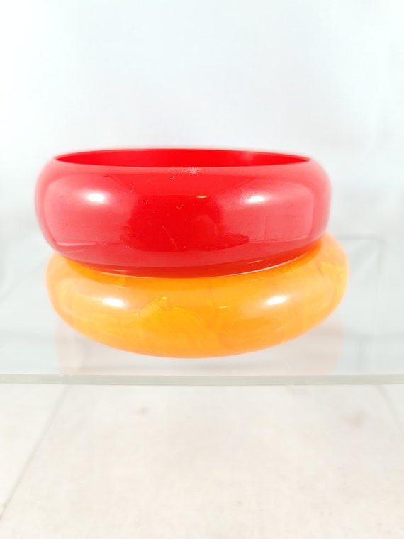 Two Bakelite Bangles Vintage Two Large  Bakelite … - image 2