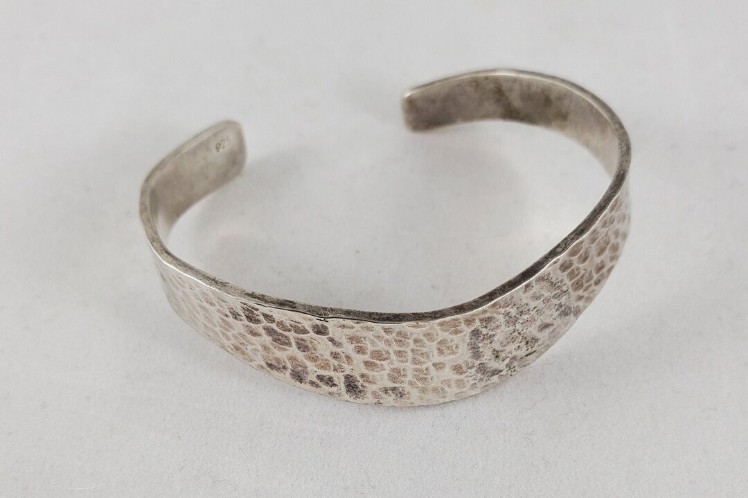 Silver Hammered Cuff Vintage Chunky Sterling Silver Hand-crafted ...