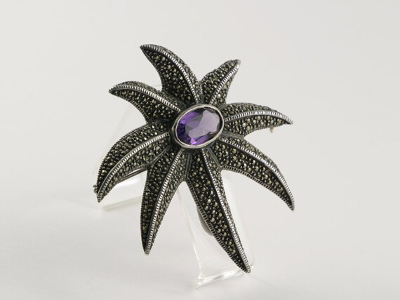 Silver Starfish Pin 1970's Vintage Sterling Marca… - image 2