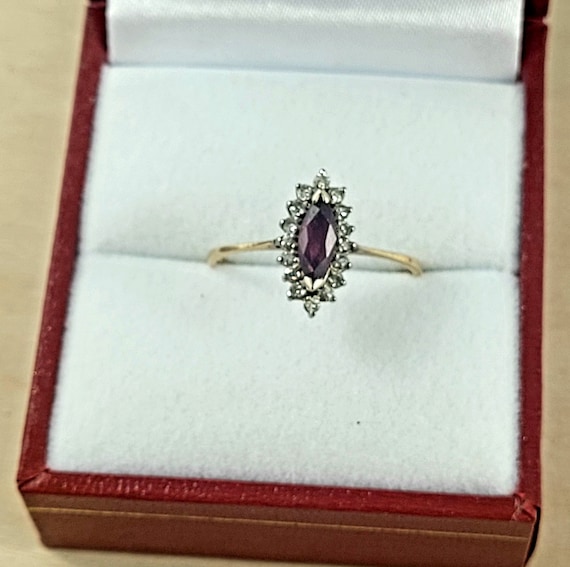 14Kt Cluster Ring Ruby & Diamond Cluster Ring Mar… - image 1