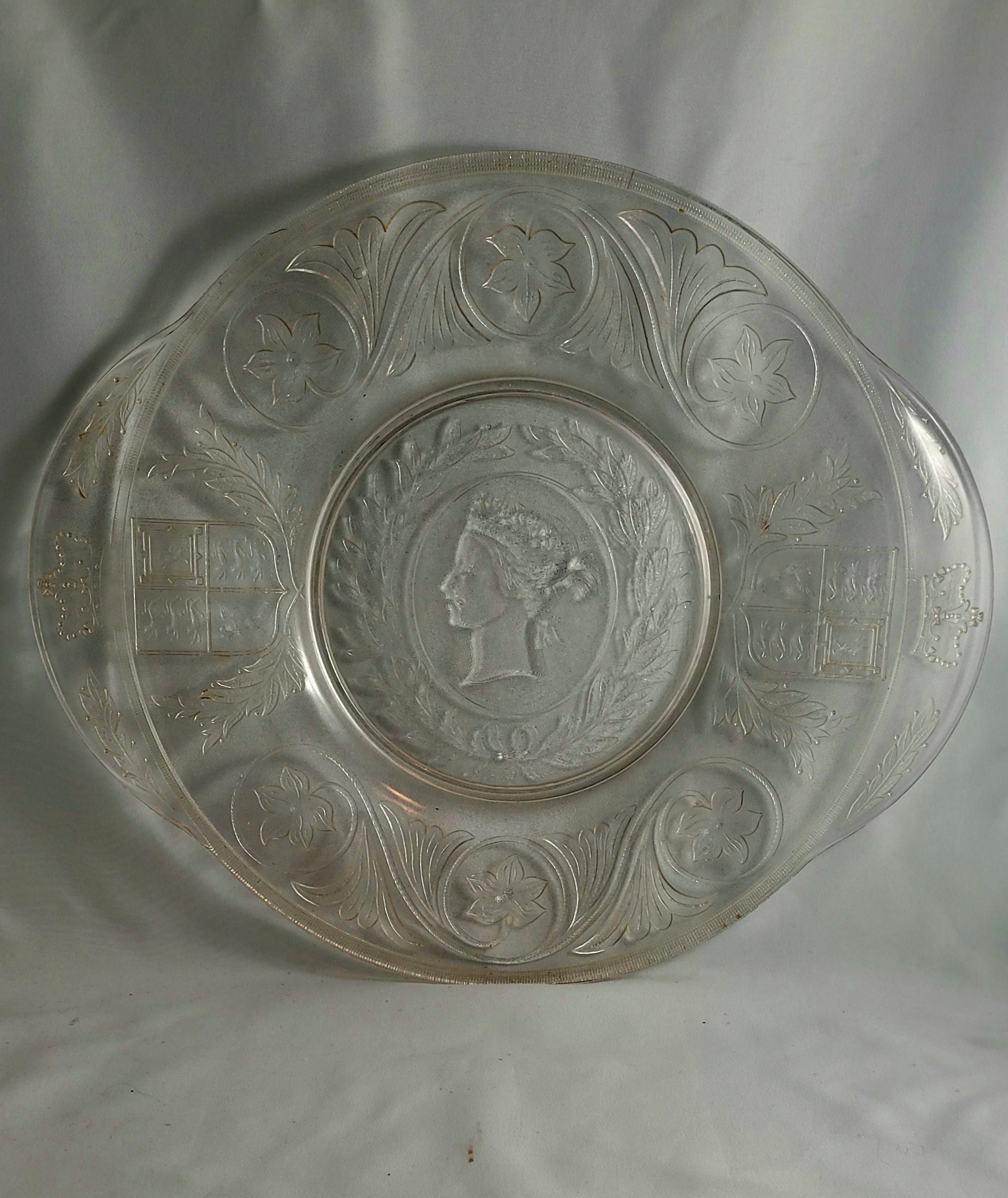 Queen Victoria Commemorative Pressed Glass Large Platter Manufactured by The Nova Scotia Glass Company  Collector's Gift  Mother's Day Gift