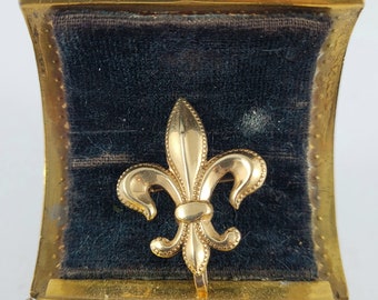 An Antique 14Kt Gold Fleur-de-Lys Pin and Pocket Watch hanger Collectors Gift Valentine's Day Gift