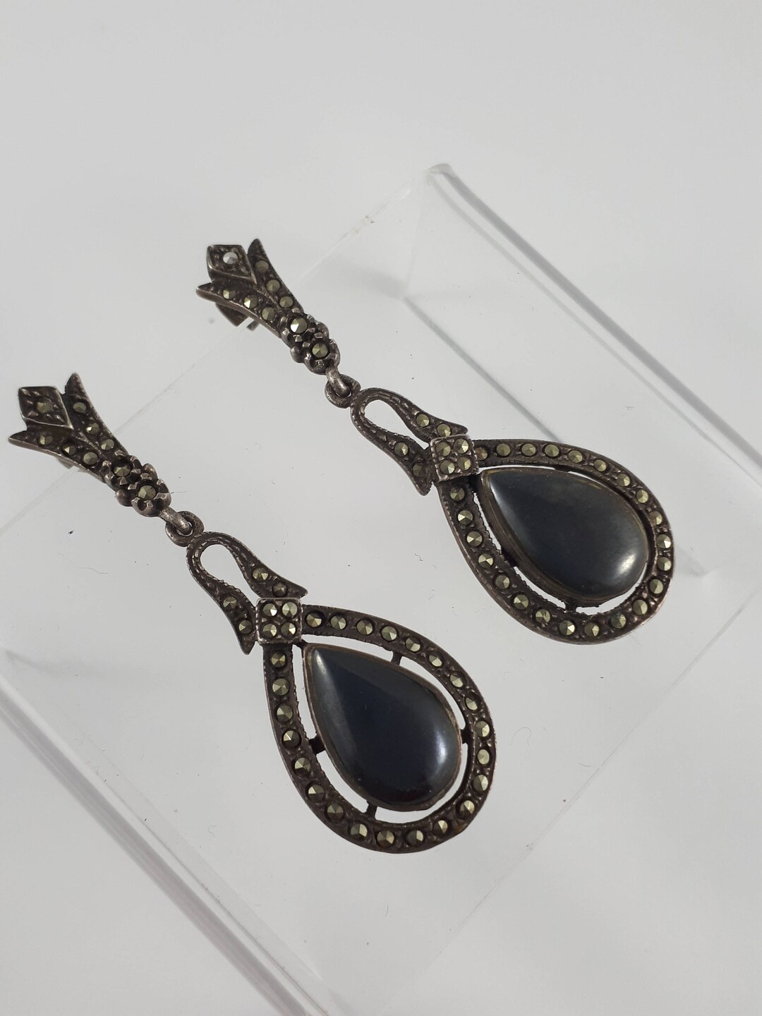 Pendientes De Plata De Ley Con Marcasita Y Colgante En Forma De Lágrima | Joyería Elegante Para Mujer | Esse