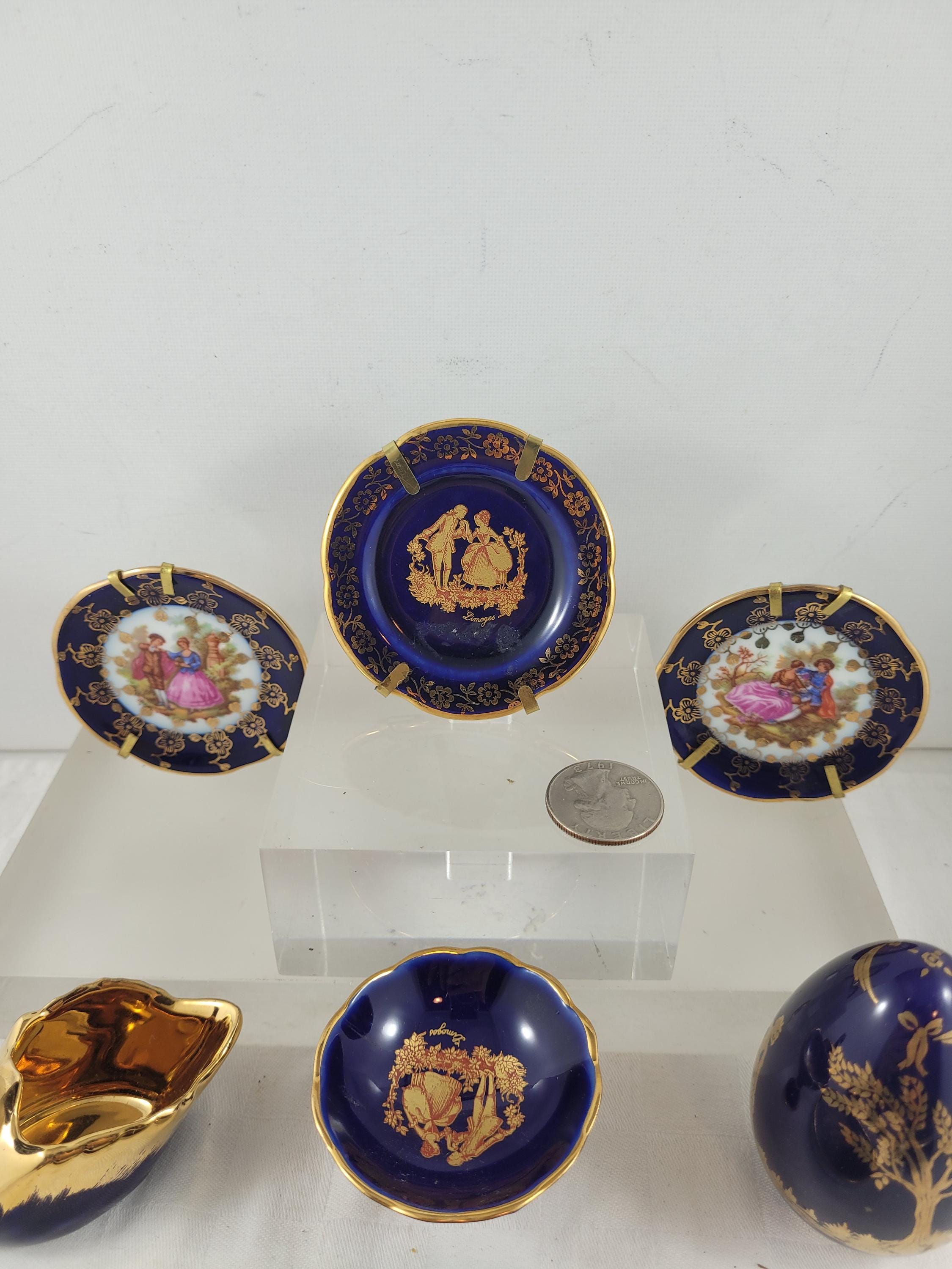 ヴィンテージ リモージュ フランス 磁器ミニチュア コバルトブルー