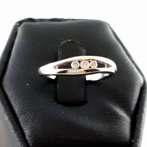 14Kt Diamond Trinity Ring Vintage 14Kt Diamond Channel Set Trinity Ring Size 4.25  Gift for Her Christmas Ring