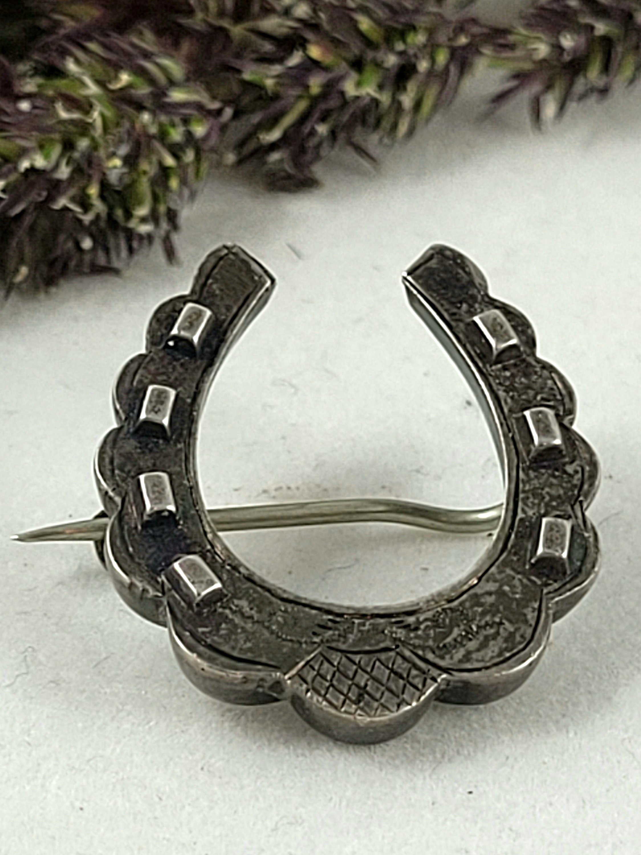 クライミー HORSE SHOE SILVER PIERCE Antique Horseshoe Pin Victorian Sterling Silver Horseshoe