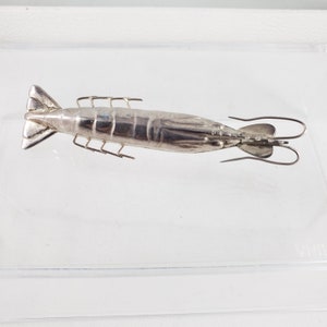 Silver Prawn Pin Large Hand-Made Vintage Sterling Silver Prawn or Shrimp Pin Brooch Unisex Gift