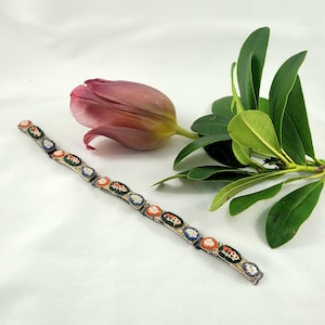 Micro Mosaic Bracelet  Art Deco Micro Mosaic 5 Silver Tone Panel Bracelet Made in Italy 7.5 inches long  Collector&#39;s Gift