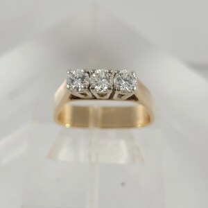 Bague Trinity en diamant pour femme sur mesure en or 14 carats, bague Trinity avec diamants, taille 7 3 tw-0,060 carat VS2-G/H Cadeau de Noël pour elle
