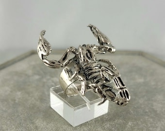 Large Sterling Scorpion Ring Vintage Scorpion Ring Biker's Ring Heavy Sterling Silver Ring Size 12