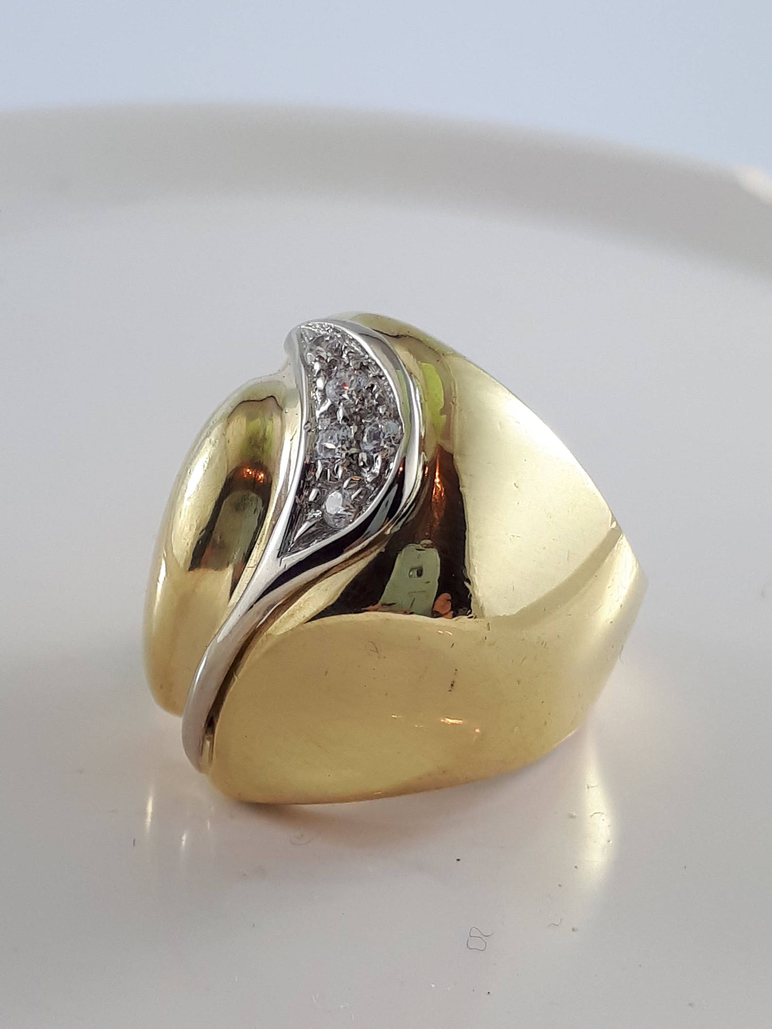 18 Karat Ring Vintage Italian Made 18 Kt Yellow Gold Chunky | Etsy