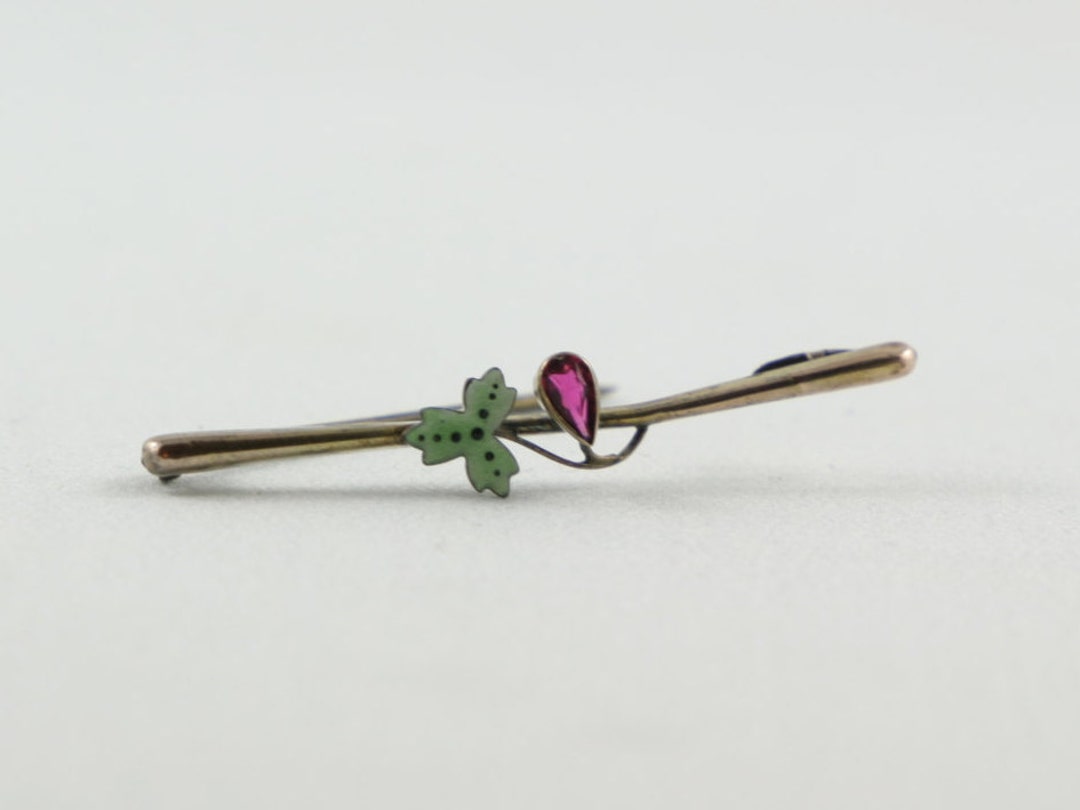 Deco Ruby Pin 1920's Vintage Art Deco 9 Kt Gold Ruby Enamel Brooch ...