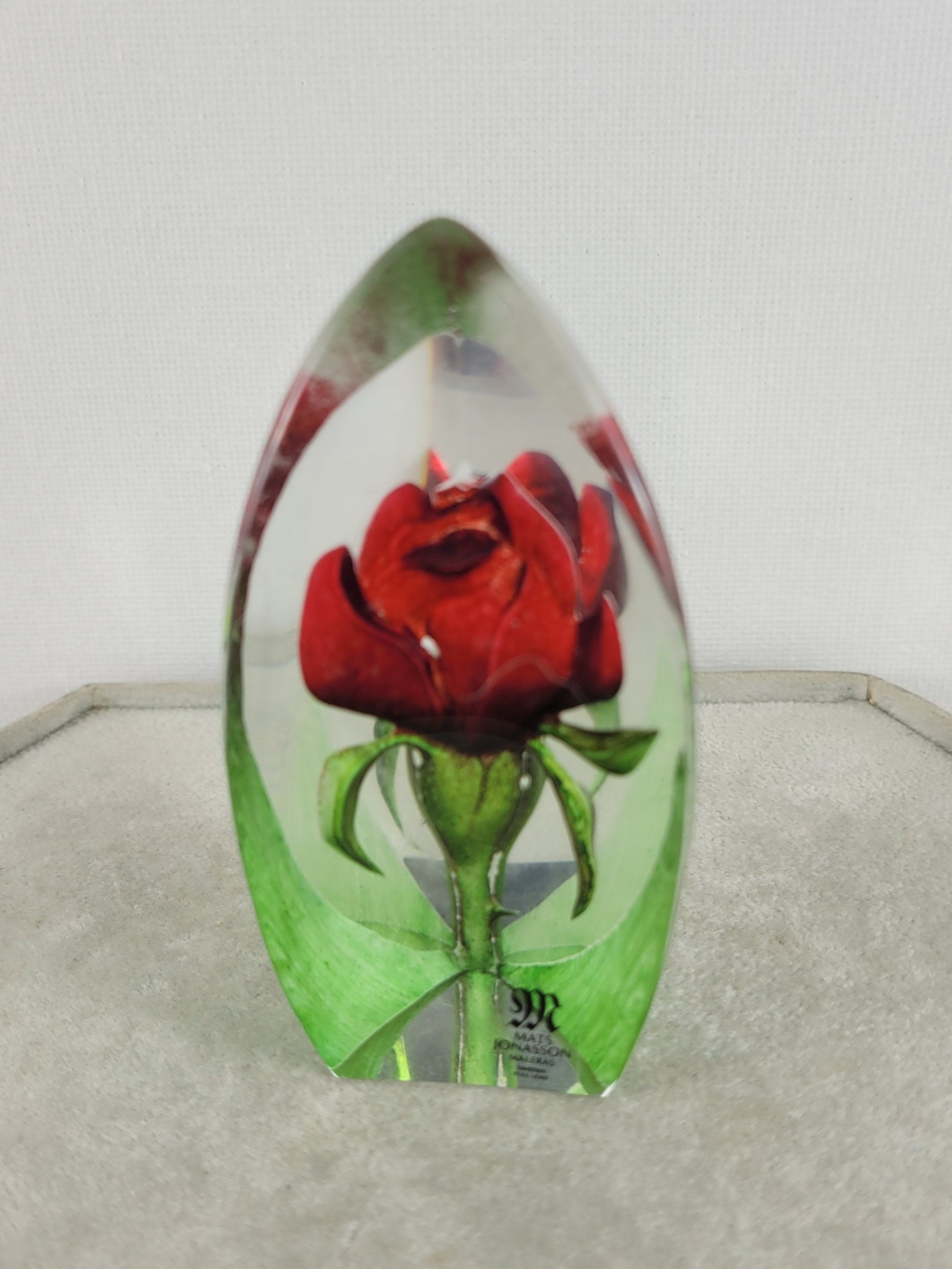 Red Orchid Mats Jonasson クリスタル Art Glass Red Orchid Mats