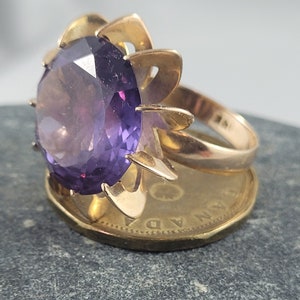 14Kt June Birthstone Ring Vintage 14Kt Large Round Syn. Alexandrite June Birthstone Size 8 Christmas Gift for Mom