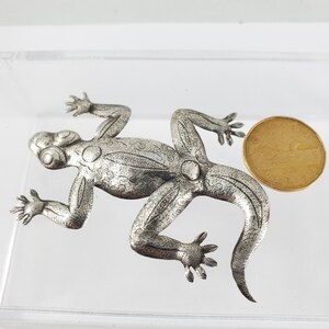 Komodo Dragon Pin Vintage Hand Crafted and Chased Large Sterling Silver Komodo Dragon Pin Unique Unisex Gift image 5