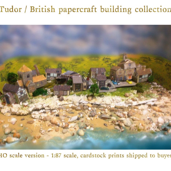 British papercraft building set - HO scale variation - pre-printed and shipped to buyer on large format cardstock sheets