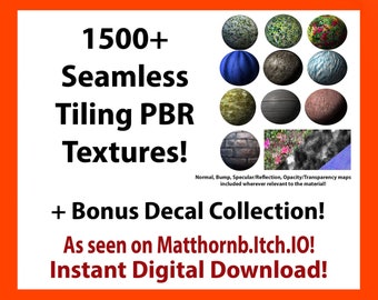 NEWLY UPDATED! 2200+ tiling PBR texture maps, 100+ decals and overlays! Perfect resource for 3d artists!