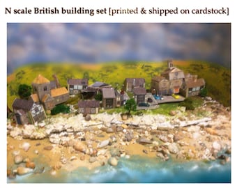 English Tudor N scale kit, large set of British N scale papercraft buildings for model railroaders and miniature art layouts