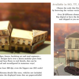 Z Scale modular Paris papercraft kit shipped, printed on cardstock image 2