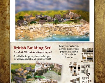 English Tudor Z scale kit, & other British 1:220 Z scale papercraft building designs [printed and shipped to you!]]