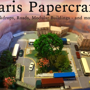 Z Scale modular Paris papercraft kit shipped, printed on cardstock image 1