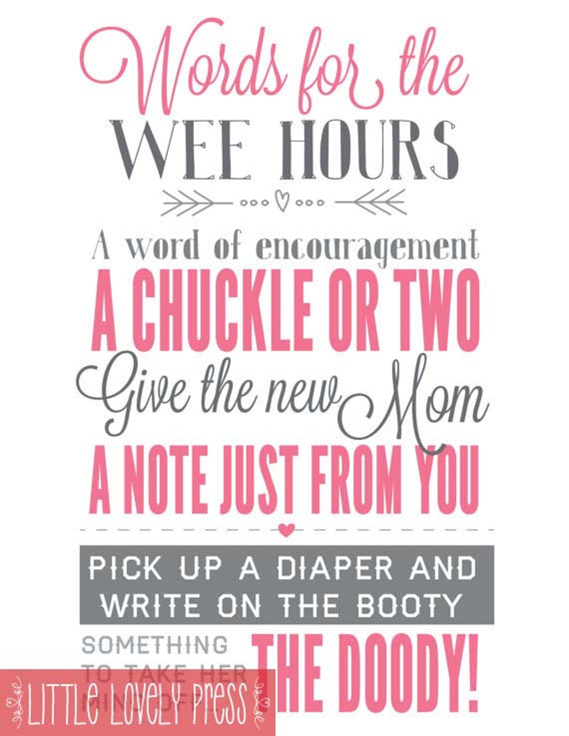 Baby Shower Sign for the Wee Hours Printable Download PDF PINK Etsy
