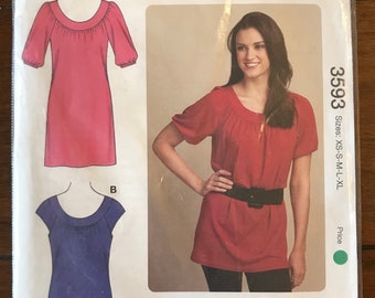 Kwik Sew 3593 Women’s Pullover Tops XS, S, M, L, XL Uncut