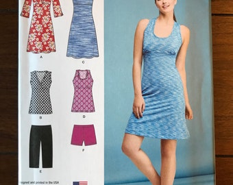 Simplicity 1111 Sizes 16- 24 Misses’ Knit Sport Dress or Tunic or Shorts in Two Lengths Sewing Pattern Uncut