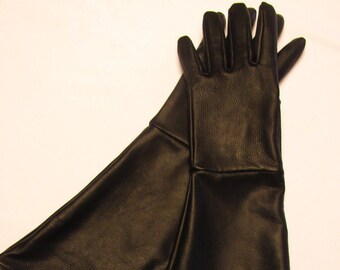 Black Deerskin Long Cuff Gauntlet Glove - Made in the USA