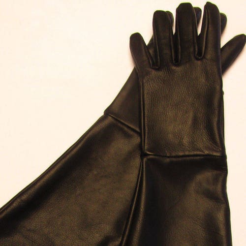 Black Deerskin Long Cuff Gauntlet Glove Made in the USA Etsy