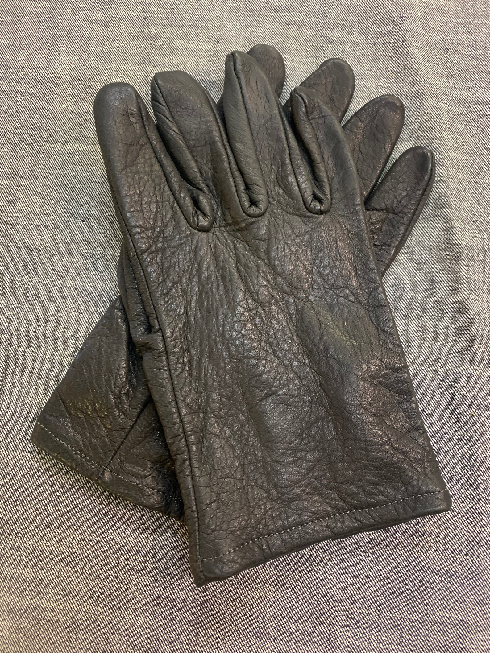 Black deerskin gloves size large Etsy