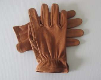 Saddle Brown Buffalo skin leather work gloves - made in the USA