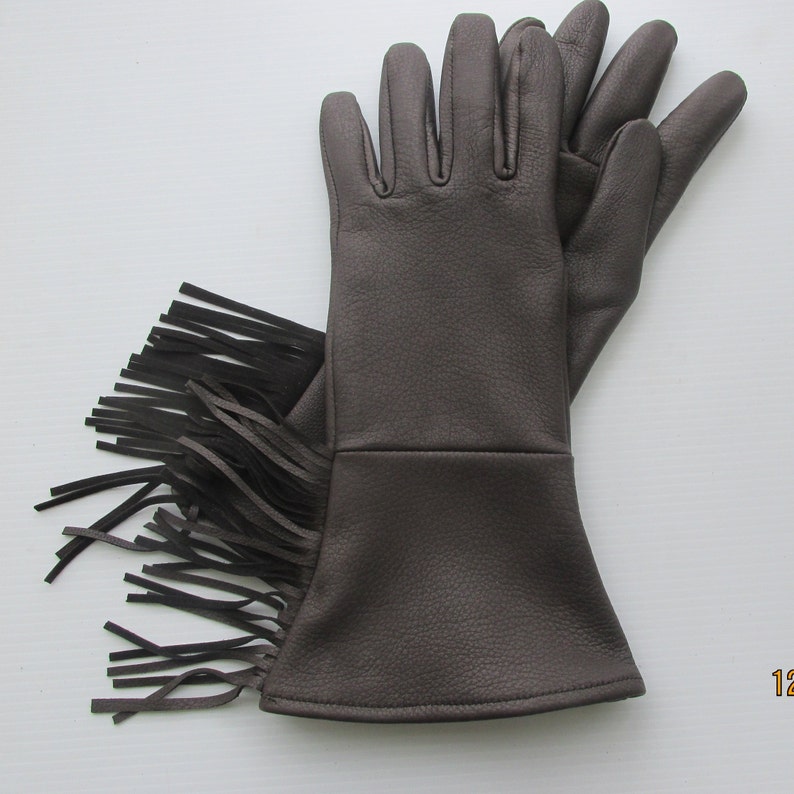 MEN/'S BLACK DEERSKIN LONG CUFF MOTORCYCLE GAUNTLET GLOVES MADE IN THE USA