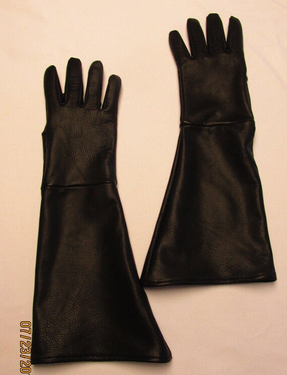 MEN/'S BLACK DEERSKIN LONG CUFF MOTORCYCLE GAUNTLET GLOVES MADE IN THE USA