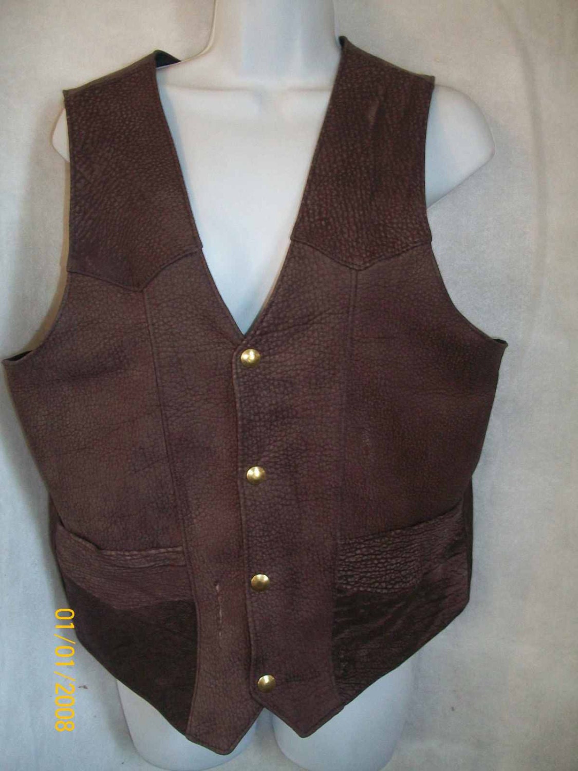 Men's American Brown BISON Leather Vest Made in the USA Etsy