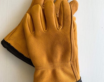 Heavy duty deerskin leather work gloves - unlined- made in the USA