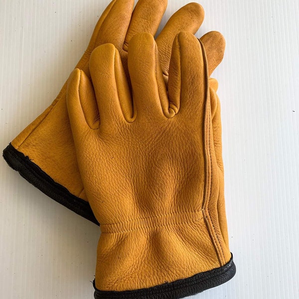 Heavy duty deerskin leather work gloves - unlined- made in the USA