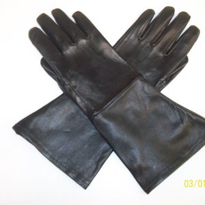 Men's Black Deerskin Leather Gauntlet Gloves - made in the USA