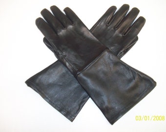 Men's Black Deerskin Leather Gauntlet Gloves - made in the USA