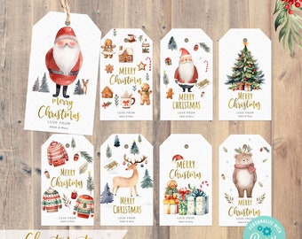 Editable Christmas tags, Santa Gift tags, Christmas printable, Holiday Gift Tags, Printable Christmas, Tags, Printable Gift Tags,