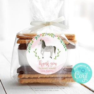 Editable Thank you Tag, Horse Favor Tag, Printable Tag, Girl Birthday party, Horse Theme Party, TEMPLATE, C12