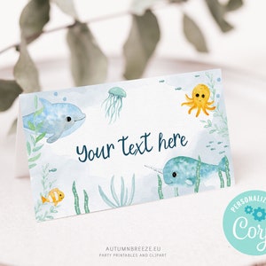 Under the Sea Food Cards: Nautical Baby Shower Place Cards (TEMPLATE)