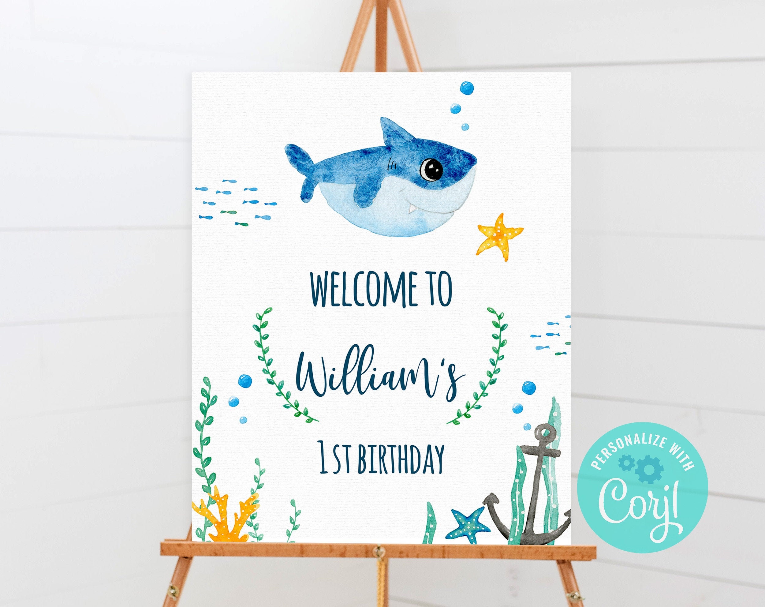 Welcome Sign Birthday Baby Shark Printable Sign - Etsy