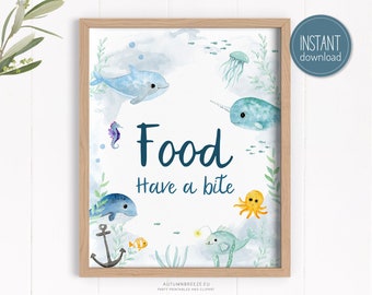 Have a Bite, Food Sign, Printable Sign, Under the Sea theme, Party birthday Decoration, Nautical Decoration 8x10 sign PRINTABLE C10