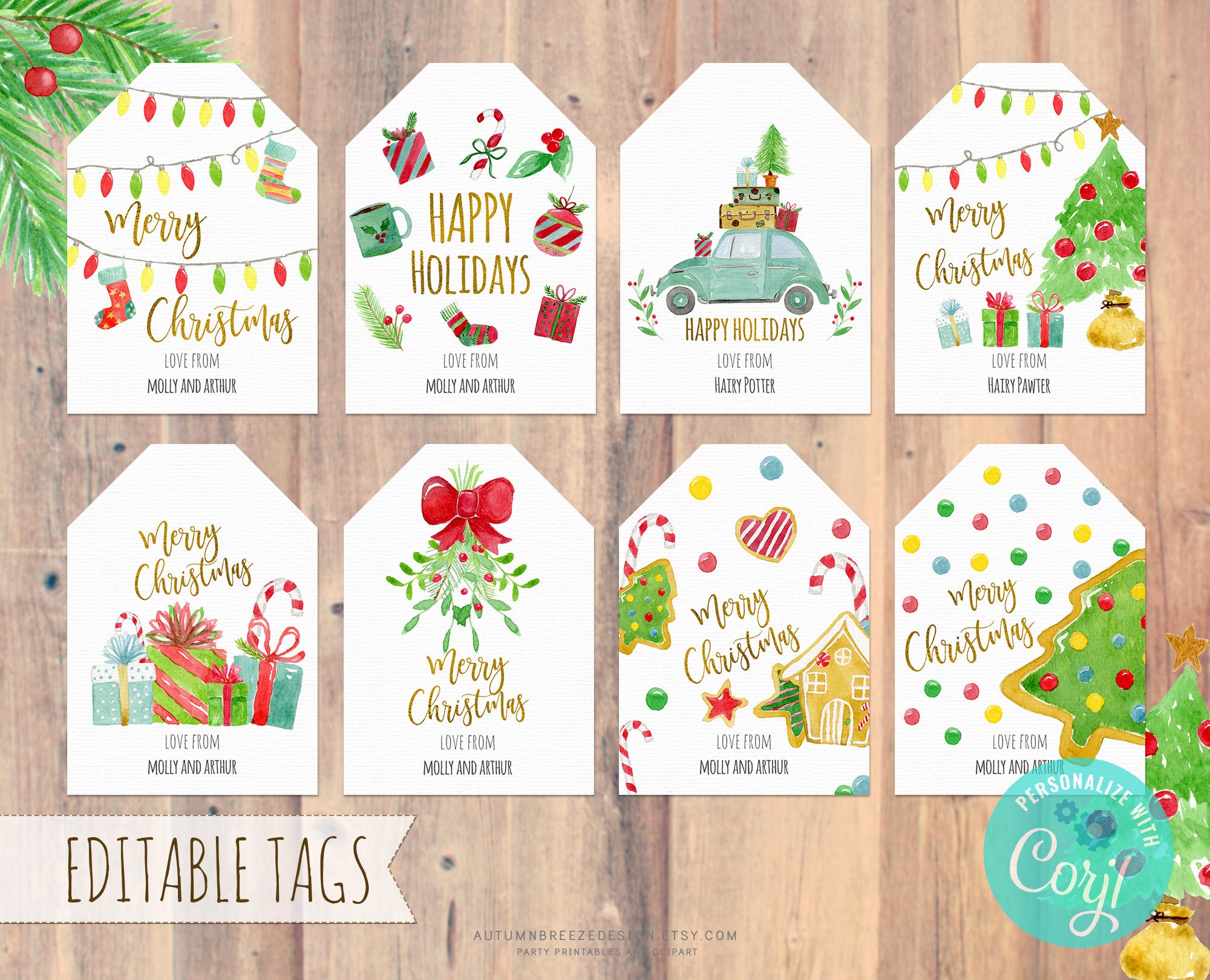 editable christmas tags, christmas printable, holiday gift tags