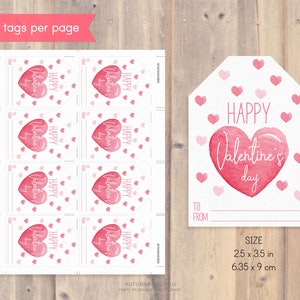 Etichette regalo San Valentino, Etichette San Valentino stampabili, Etichette regalo stampabili, Tag di San Valentino felice, Download istantaneo immagine 3