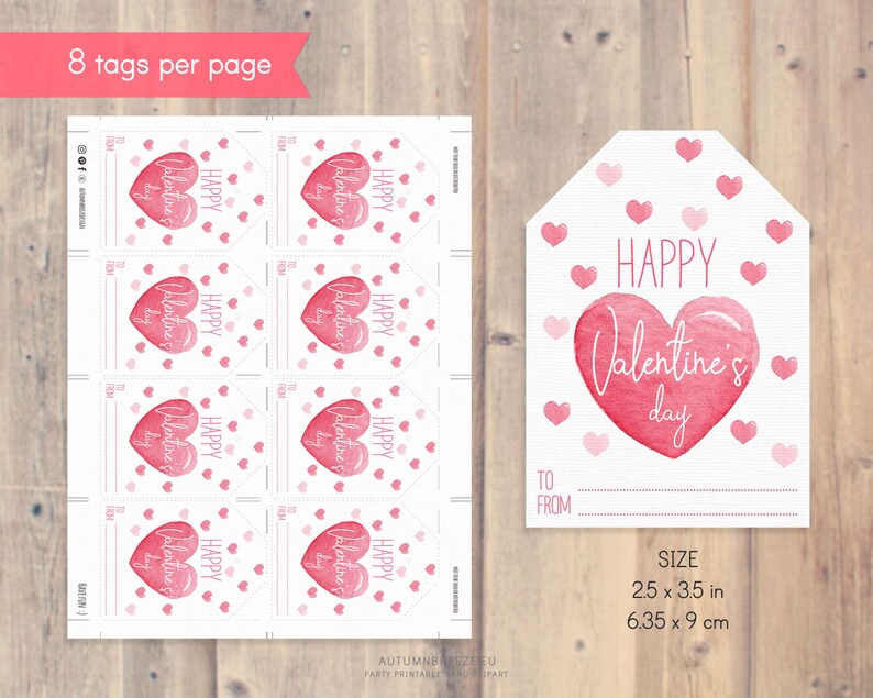 Valentines gift tags, printable Valentine tags, Printable Gift Tags, Happy Valentines Day Tags, Instant download image 3