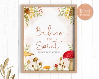 Babies are Sweet Please Take a Treat, Printable Sign, Baby Shower, Woodland Theme, forest / Rustic Party Decoration, 8x10 sign C16