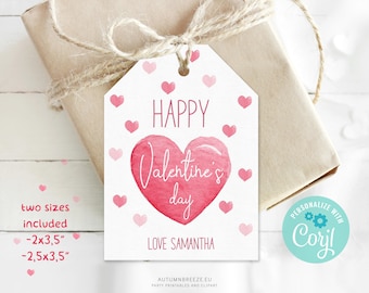 Etiquetas de San Valentín editables, etiquetas imprimibles, tarjetas de San Valentín para la clase, etiquetas de regalo para San Valentín, Feliz día de San Valentín, tarjetas de San Valentín para niños, PLANTILLA