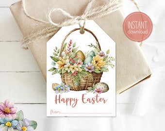 Printable Easter Basket Tags, Instant Download Gift Tags, Digital Download, DIY Easter Decorations.